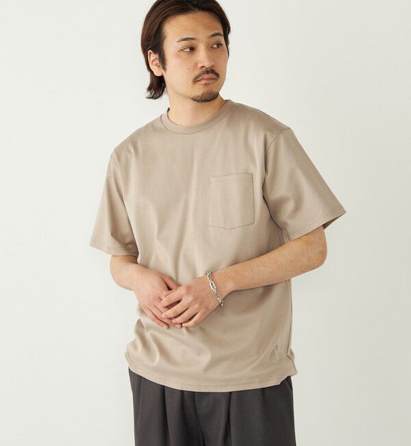 SHIPS Colors 「《予約》SHIPS Colors:〈抗菌防臭・UVカット〉シルケット コットン クルーネック T◆」|Tシャツ・カットソー|ベージュ