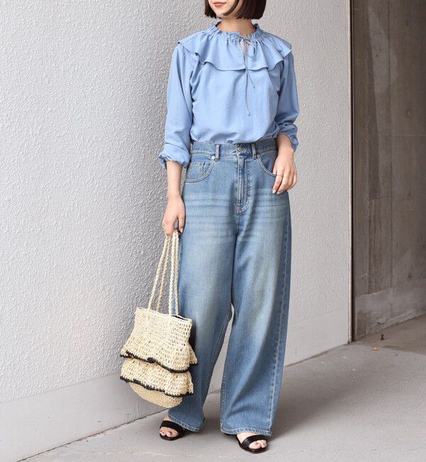 SHIPS Colors 「《予約》SHIPS Colors:ペーパー フリル トート◆」|かごバッグ|