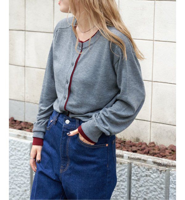 OUTDOOR PRODUCTS Usual Things「前後2WAYダブルカラートリムカーディガン」|カーディガン|グレー