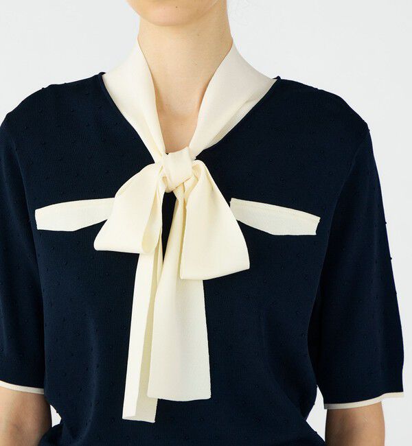 Ballsey「【一部追加予約】ストレッチタックドット ボウタイプルオーバー」|ニット・セーター|