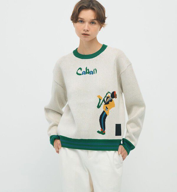 CABaN「CABaN コットンカシミヤジャカード JAZZ SAX クルーネックプルオーバー」|ニット・セーター|