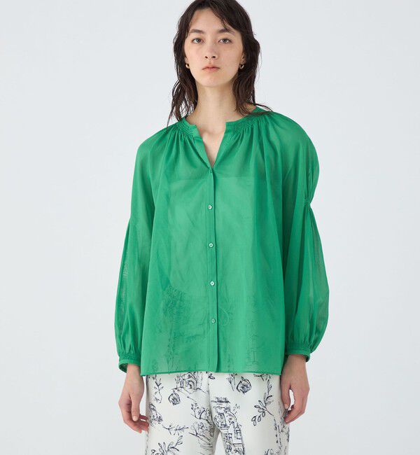 TOMORROWLAND collection「シャイニーオーガンジー シャーリングブラウス」|シャツ・ブラウス|