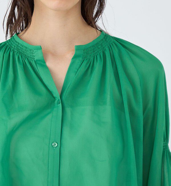 TOMORROWLAND collection「シャイニーオーガンジー シャーリングブラウス」|シャツ・ブラウス|