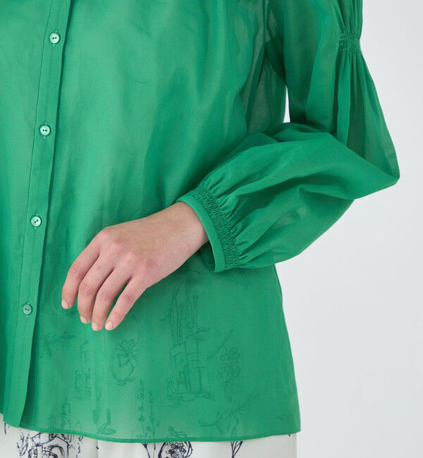 TOMORROWLAND collection「シャイニーオーガンジー シャーリングブラウス」|シャツ・ブラウス|