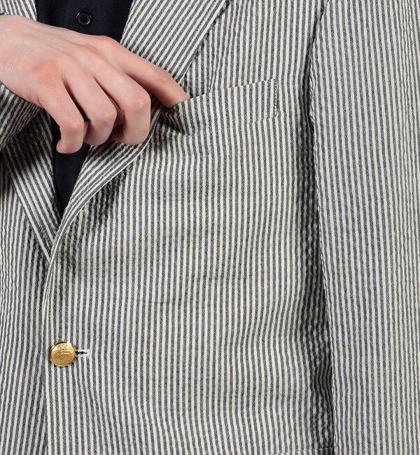 TOMORROWLAND MENS「ウールポリエステル サッカー シングルブレステッド3Bジャケット」|テーラードジャケット|