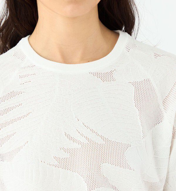 MACPHEE「ボタニカルメッシュ ハーフスリーブプルオーバー」|ニット・セーター|