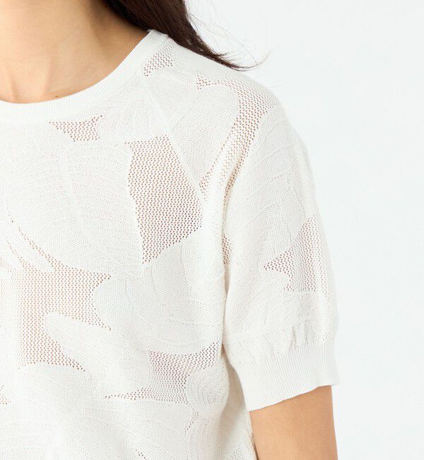 MACPHEE「ボタニカルメッシュ ハーフスリーブプルオーバー」|ニット・セーター|