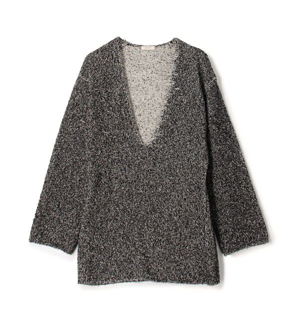 DES PRES「カード&times;カールヤーンニット Vネックチュニックプルオーバー」|ニット・セーター|18 ブラック系