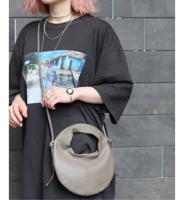  「【blancle/ ブランクレ】S.LEATHER ROUND MINI 2WAY BAG」|ショルダー・メッセンジャー|グレー