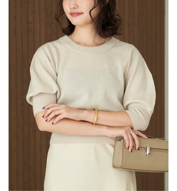 Plage「R&rsquo;IAM ハーフスリーブパフニット」|ニット・セーター|ナチュラル