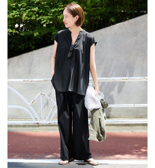 SLOBE IENA「《防しわ性/撥水/接触冷感/2枚セット》ナイロンブラウス&times;パンツセット」|シャツ・ブラウス|