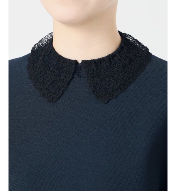 VERMEIL par iena「Room no.8 BLACK ルームエイト ブラック Needleレースカラーニット BR8KN-287」|ニット・セーター|