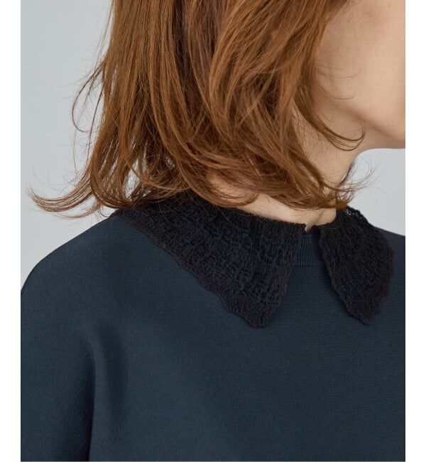 VERMEIL par iena「Room no.8 BLACK ルームエイト ブラック Needleレースカラーニット BR8KN-287」|ニット・セーター|