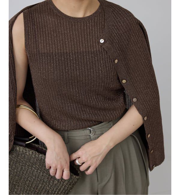 SLOBE IENA「《予約》ラメリブノースリーブプルオーバー」|ニット・セーター|