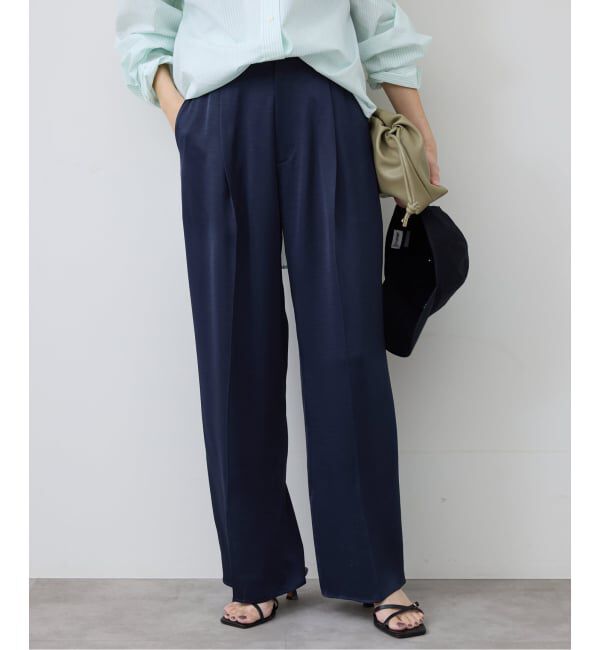 SLOBE IENA「サテンタックパンツ」|その他|ネイビー