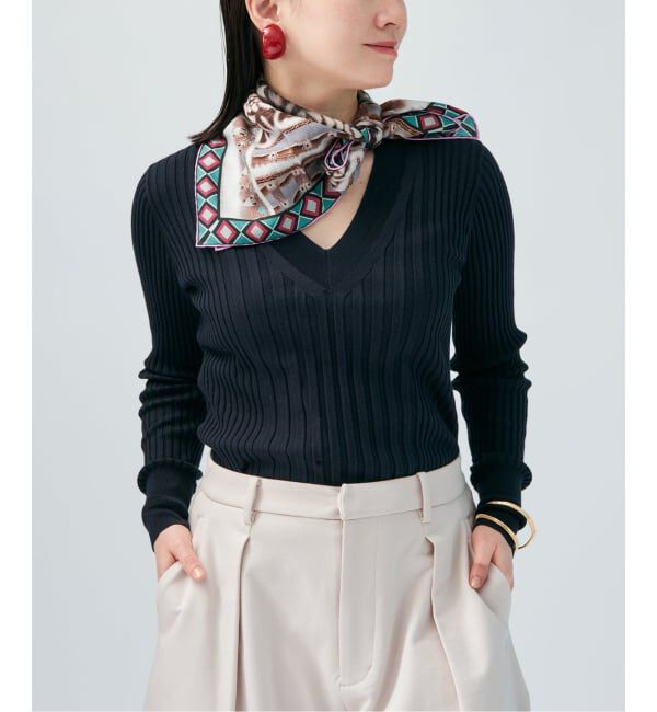 VERMEIL par iena「イタリア糸 RIB Vネックプルオーバー」|ニット・セーター|