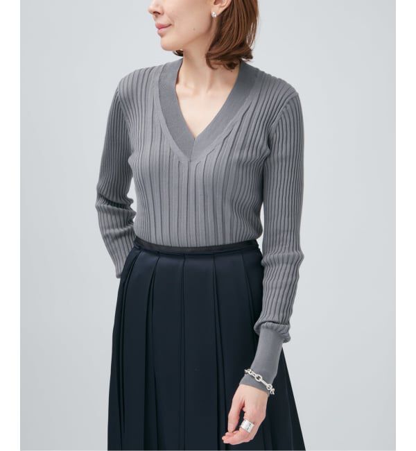VERMEIL par iena「イタリア糸 RIB Vネックプルオーバー」|ニット・セーター|