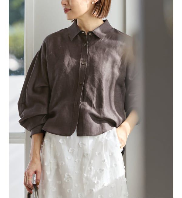 IENA「《新色/WEB限定/追加3予約》ラミーリヨセルショートシャツ」|シャツ・ブラウス|ブラウン