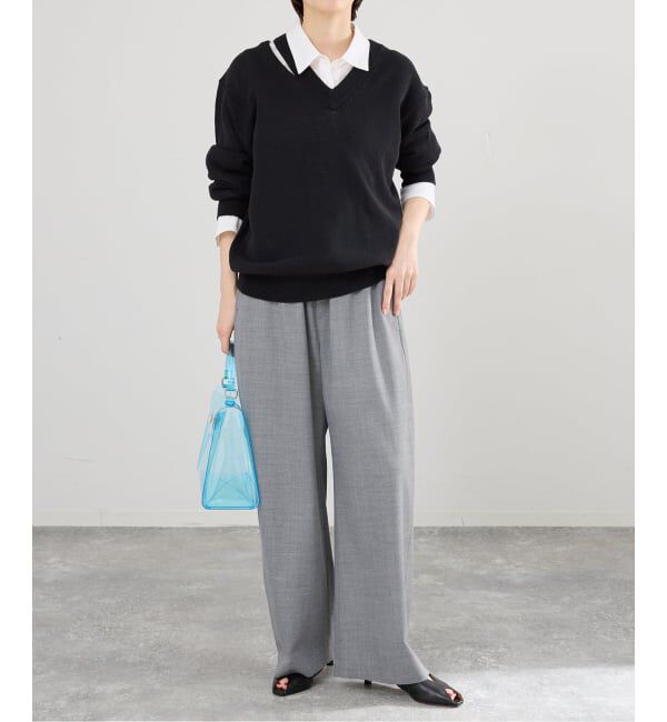 IENA「カットオフカラーVネックプルオーバー」|ニット・セーター|