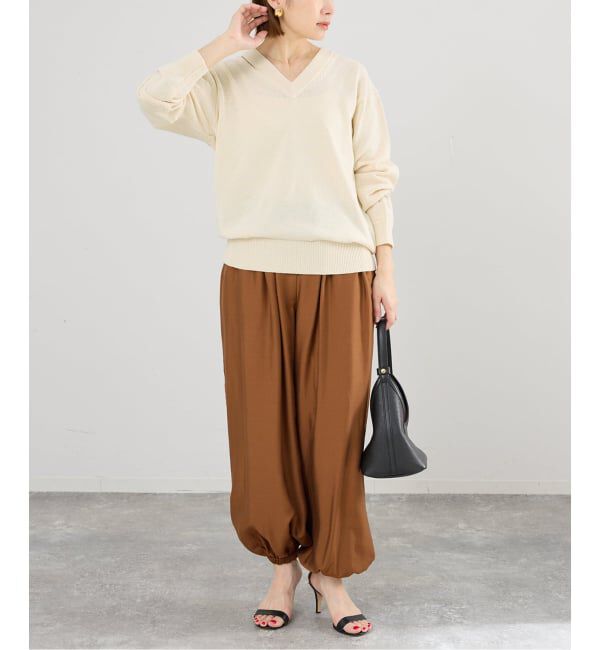 IENA「カットオフカラーVネックプルオーバー」|ニット・セーター|