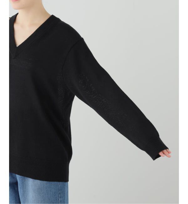 IENA「カットオフカラーVネックプルオーバー」|ニット・セーター|