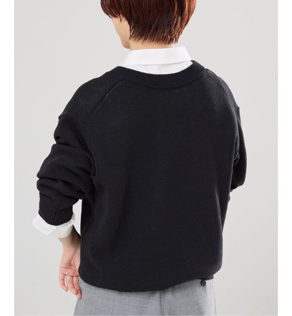 IENA「カットオフカラーVネックプルオーバー」|ニット・セーター|