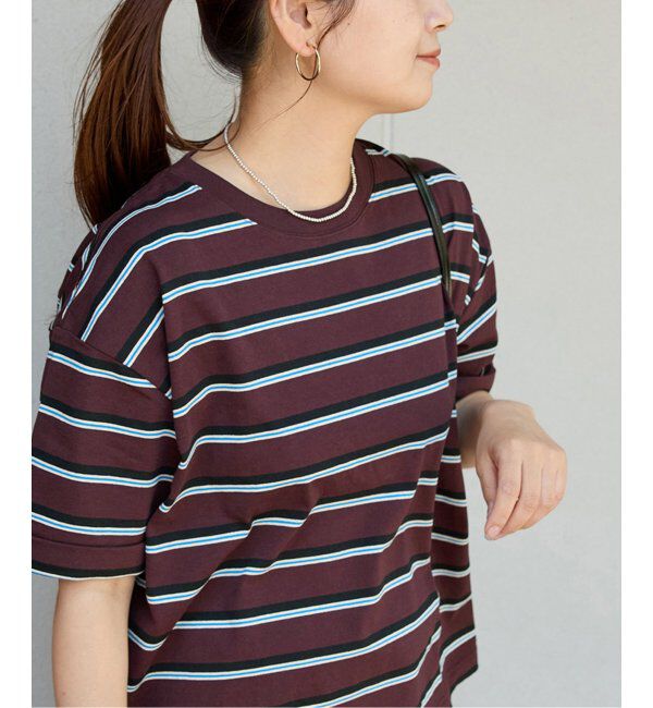 JOURNAL STANDARD「《追加4》汗ジミ防止ボーダービッグT」|Tシャツ・カットソー|ブラウン