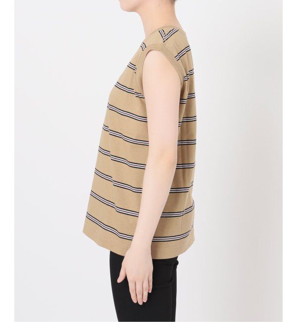 JOURNAL STANDARD「《追加4》汗ジミ防止天竺ボーダーノースリーブ」|Tシャツ・カットソー|