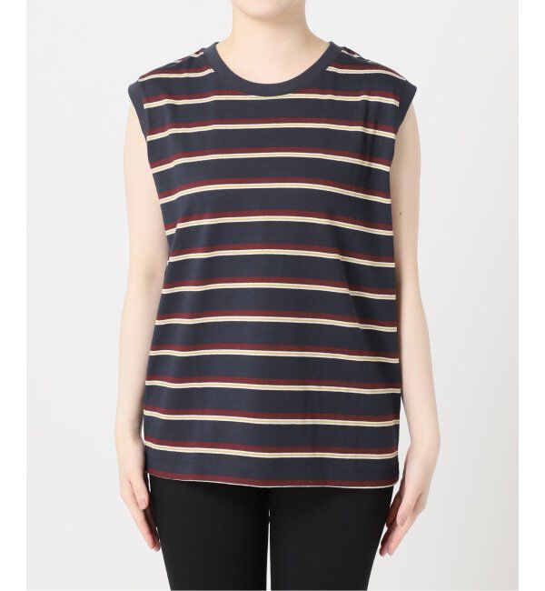 JOURNAL STANDARD「《追加4》汗ジミ防止天竺ボーダーノースリーブ」|Tシャツ・カットソー|