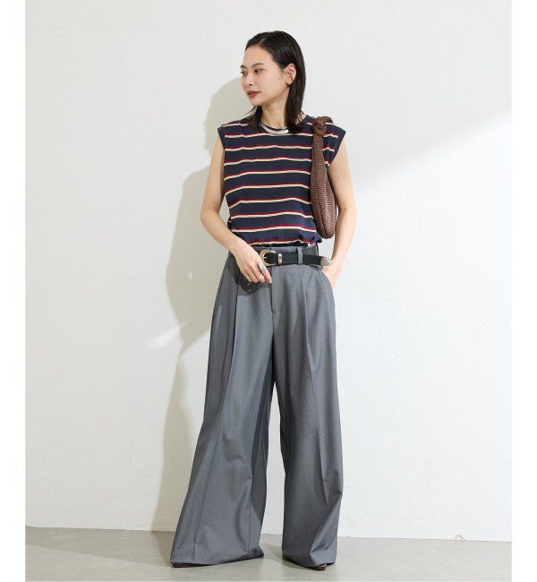 JOURNAL STANDARD「《追加4》汗ジミ防止天竺ボーダーノースリーブ」|Tシャツ・カットソー|