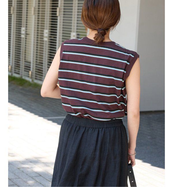 JOURNAL STANDARD「《追加4》汗ジミ防止天竺ボーダーノースリーブ」|Tシャツ・カットソー|