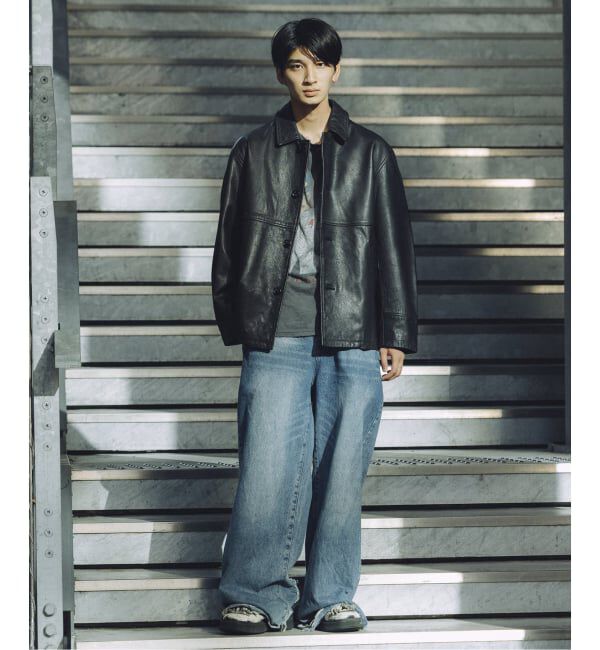 JOURNAL STANDARD「ゴートレザー ウォッシュド カーコート」|ライダースジャケット|