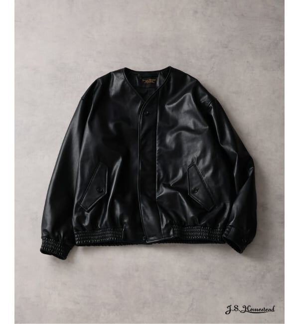 J.S.Homestead「J.S.Homestead / ゴート レザー カーディガン ジャケット」|その他|ブラック