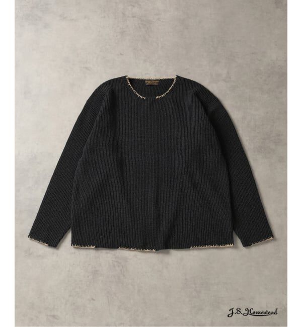 J.S.Homestead「J.S.Homestead / ブランケット ステッチ リブ ニット」|ニット・セーター|ブラック A