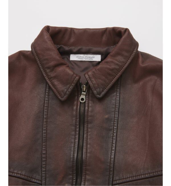 JOURNAL STANDARD「ゴート レザー エイジング ダッド ブルゾン」|ライダースジャケット|