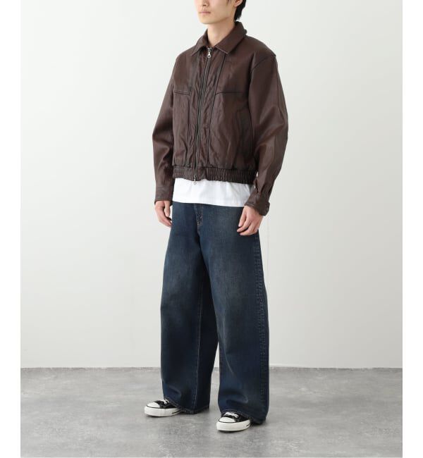 JOURNAL STANDARD「ゴート レザー エイジング ダッド ブルゾン」|ライダースジャケット|