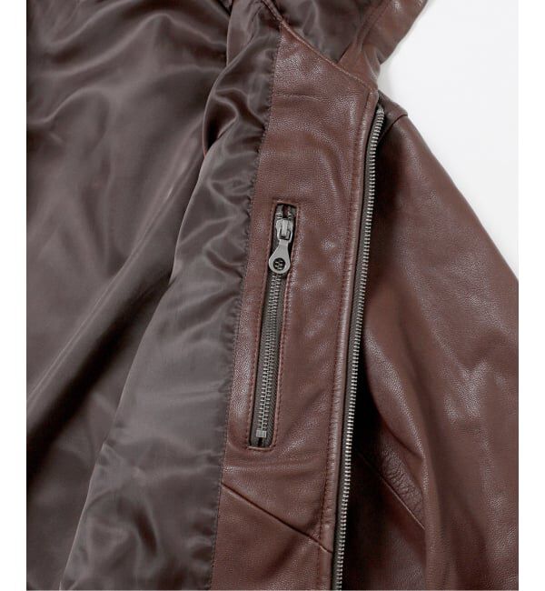 JOURNAL STANDARD「ゴート レザー エイジング ジップ フーディ ブルゾン」|ライダースジャケット|