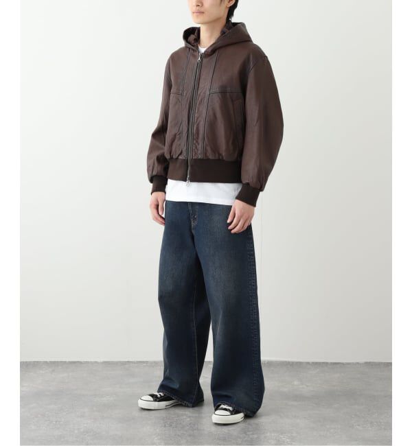 JOURNAL STANDARD「ゴート レザー エイジング ジップ フーディ ブルゾン」|ライダースジャケット|