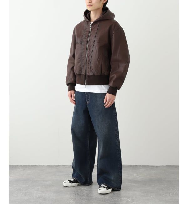 JOURNAL STANDARD「ゴート レザー エイジング ジップ フーディ ブルゾン」|ライダースジャケット|