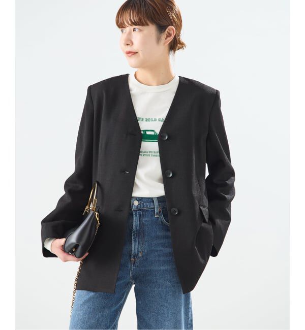 journal standard L'essage「【金子綾さん着用】リノオックス Vネックジャケット」|ノーカラージャケット|