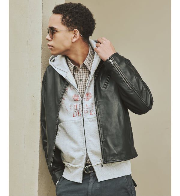 JOURNAL STANDARD「ウォッシュ シープ レザー シングル ライダース」|ライダースジャケット|