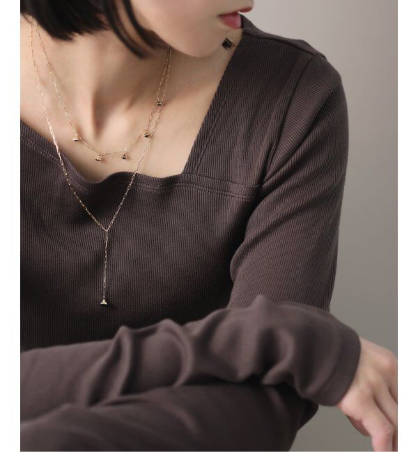 Lilas by Spick&Span「オニキスピラミッドモチーフ5ピースネックレス K10」|ネックレス|