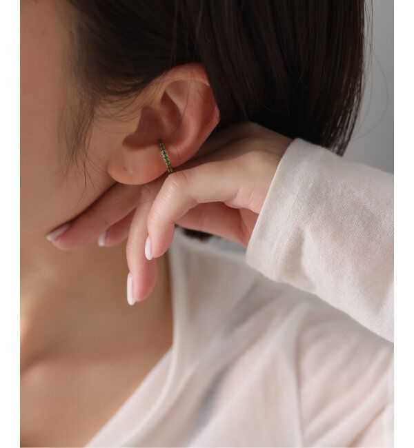 Spick and Span「《WEB限定》【SAMH by LILAS】イヤーカフグリーンアゲート SV(片耳)」|イヤーカフ|