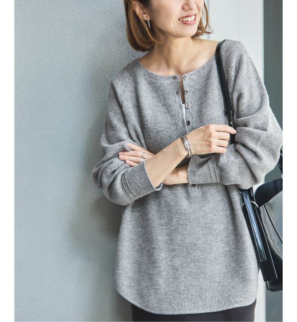 FRAMeWORK「≪WEB限定追加≫ウールワッフルヘンリーネック」|ニット・セーター|グレーA
