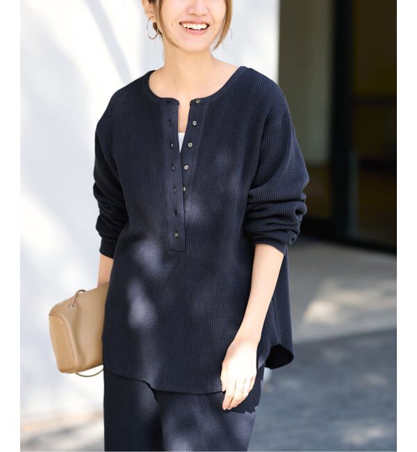 FRAMeWORK「ワッフルロンT」|Tシャツ・カットソー|ネイビー