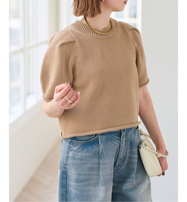 Spick and Span「コットンナイロンハーフスリーブニット」|ニット・セーター|