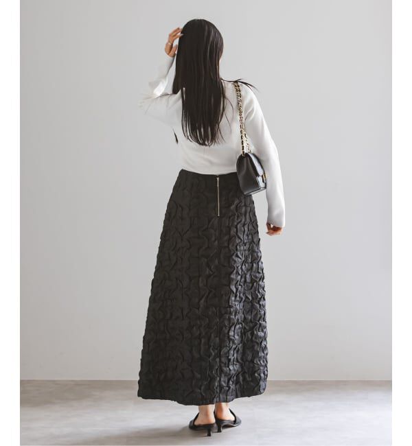 NOBLE「ランダムタックジャガードスカート」|スカート|
