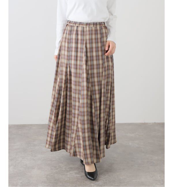  「【洗える】Munich/ミューニック オンブレチェックスカート」|スカート|ブラウン