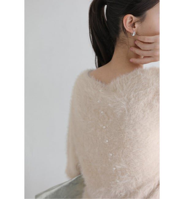  「《WEB限定追加》【洗える】ファーバックパールプルオーバー」|ニット・セーター|