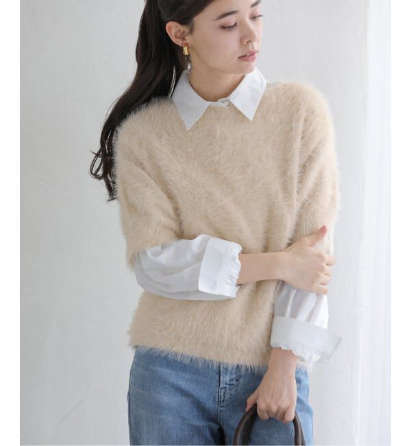  「《WEB限定追加》【洗える】ファーバックパールプルオーバー」|ニット・セーター|